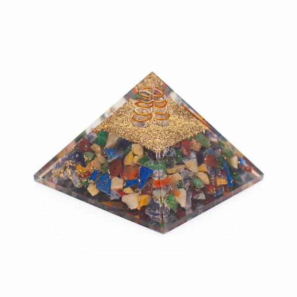 Pyramide Orgonite Chakra Et Cristal De Roche 70 Mm Zenvol Vente