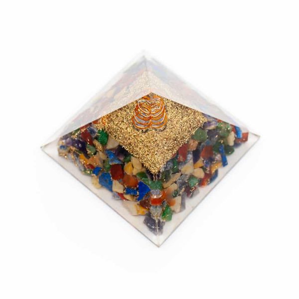 Pyramide Orgonite Chakra Et Cristal De Roche 70 Mm Zenvol Vente