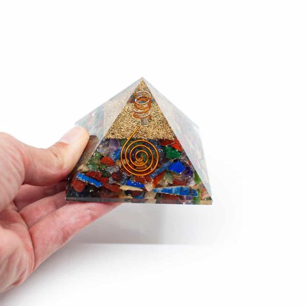 Pyramide Orgonite Chakra Et Cristal De Roche 70 Mm Zenvol Vente