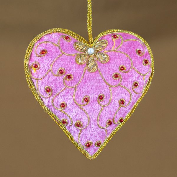 Pendentif Ornement Traditionnel Coeur Rose 17 Cm Zenvol Vente En Gros