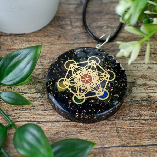 Pendentif Orgonite Tourmaline Noire Chakras Metatron Zenvol