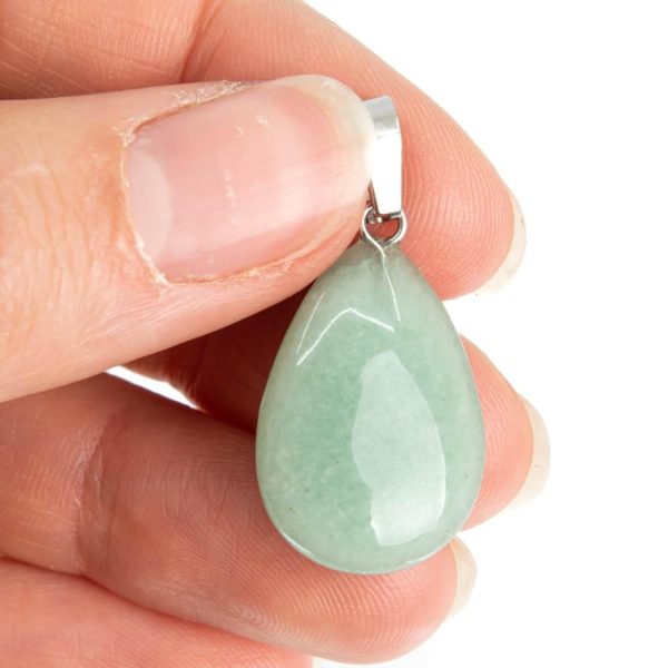 Pendentif Pierre Précieuse Aventurine verte en Forme de Goutte 20 mm