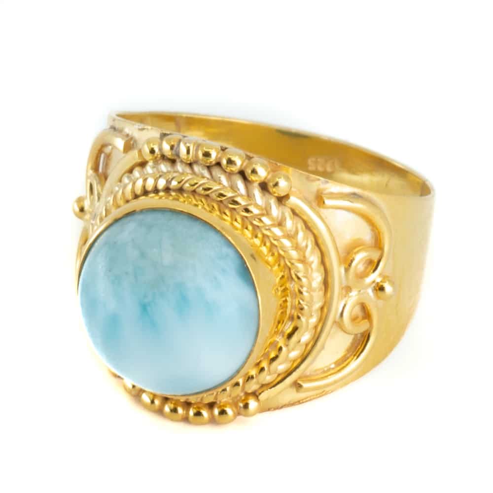 Bague Avec Pierre Pr Cieuse Larimar Argent Et Plaqu Or Jesahna