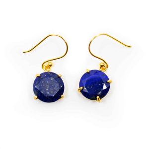 Boucles d'Oreilles Lapis Lazuli - Argent 925 Sterling et Plaqué Or