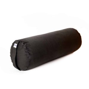 Traversin de Yoga Noir Rond en Coton - Uni - 59 x 21,5 cm