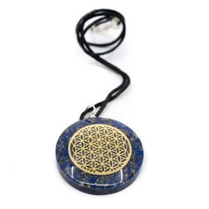 Pendentif Orgonite / Lapis Lazuli Fleur de Vie - Rond