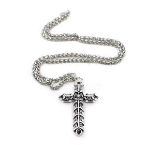 Pendentif Spirituel Croix avec Fleur