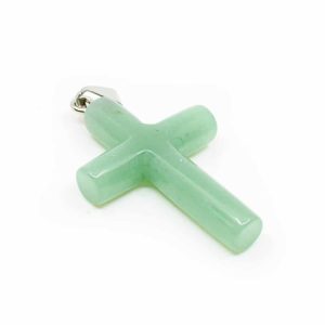 Pendentif Pierre Précieuse Aventurine Verte - Croix (45 mm)