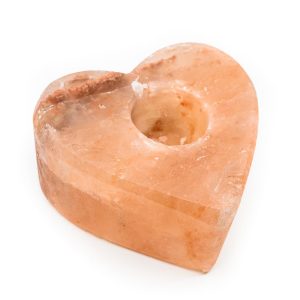 Porte-Bougie en Pierre de Sel d'Himalaya Orange - Forme de Coeur (1,3 kg) 12 x 12 cm