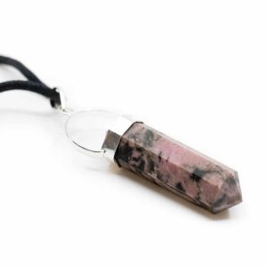 Pendentif Rhodonite Double Anneau en Argent