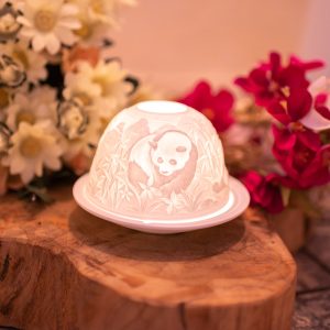 Photophore Dôme Biscuit en Porcelaine - Pandas