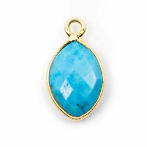 Pendentif Pierre de Naissance Décembre Turquoise - Argent 925 et Plaqué Or (12 mm)