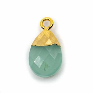 Pendentif Pierre Précieuse Calcédoine Aqua en Forme de Goutte d'Eau (10 mm)