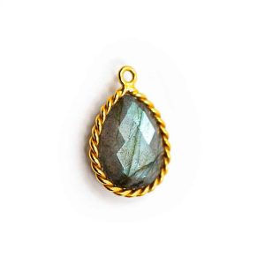 Pendentif Pierre Précieuse Labradorite - Argent 925 et Plaqué Or