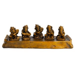 5 Figurines de Ganesha Jouant de la Musique