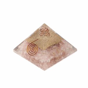 Pyramide Orgonite Quartz Rose - Spirale en Cuivre (70 mm)
