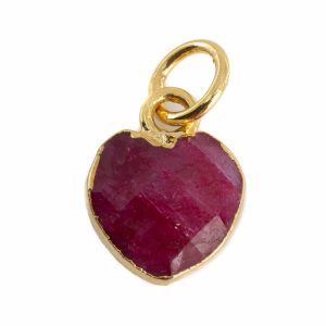 Pendentif Rubis (coloré) Coeur - Plaqué Or - 10 mm