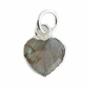 Pendentif Labradorite Coeur - Argent Plaqué - 10 mm