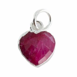 Pendentif Rubis (Coloré) Coeur - Plaqué Argent - 10 mm