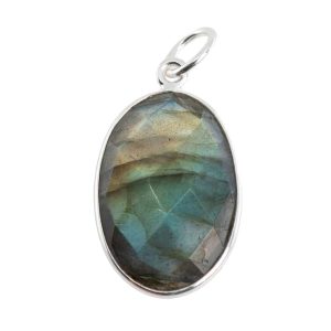 Pendentif Labradorite - Argent 925 - Forme Ovale (20 mm)