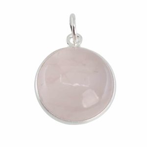 Pendentif Quartz Rose - Argent 925 - Forme Ronde (15 mm)