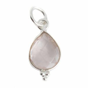 Pendentif Pierre de Naissance Octobre Quartz Rose - Argent 925 - 10 mm