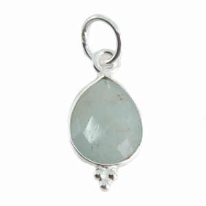 Pendentif Pierre de Naissance Mars Aigue-Marine Argent 925 - 10 mm