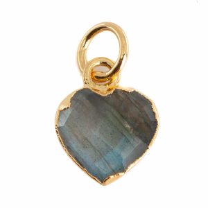 Pendentif Labradorite Coeur - Plaqué Or - 10 mm