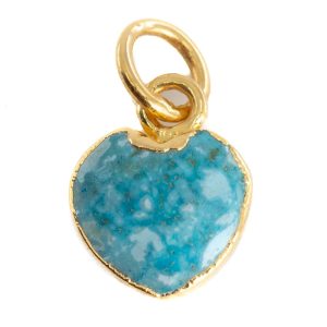 Pendentif Turquoise Cœur - Plaqué Or - 10 mm