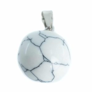 Pendentif Sphère en Pierre Précieuse Howlite