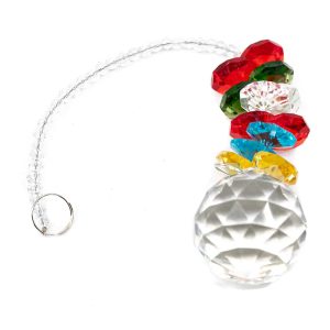 Pendentif Sphère Feng Shui Arc-en-Ciel et Breloques Multicolores (20 cm)