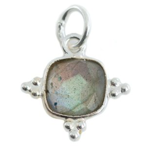 Pendentif Labradorite Carré - Argent - 8 mm