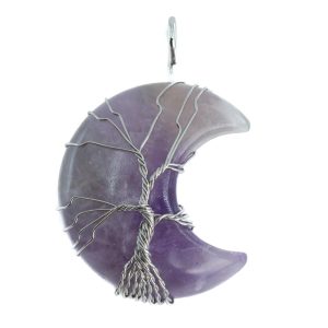 Pendentif Améthyste - Arbre de vie - Lune (4 cm)