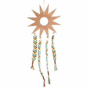 Macramé Fabriqué à la Main - Soleil en Bois Style Bohème (52 cm)