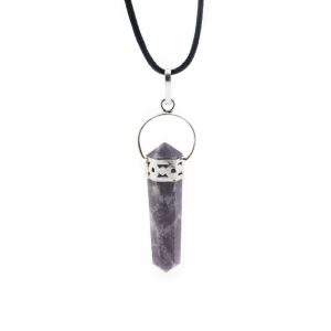 Pendentif Lépidolite Double Anneau Pourpre