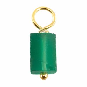 Pendentif Pierre Précieuse Onyx Vert brut | Argent 925 et Plaqué Or (8 - 12 mm)