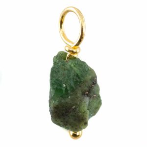 Pendentif Pierre Précieuse Tsavorite Brute en Argent 925 et Plaqué Or (8 - 12 mm)