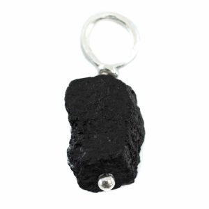 Pendentif Pierre Précieuse Tourmaline Noire Brute | Argent 925 (8 - 12 mm)