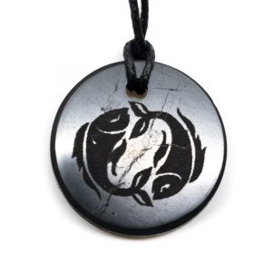 Pendentif Shungite Signe Astrologique Poissons (30 mm)