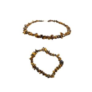 Ensemble de bracelet et collier en œil de tigre - Lot