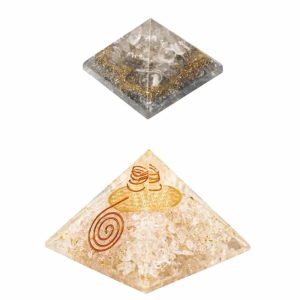 Ensemble de Pyramides Orgonite en Cristal de Roche (Grand et Petit) - Lot