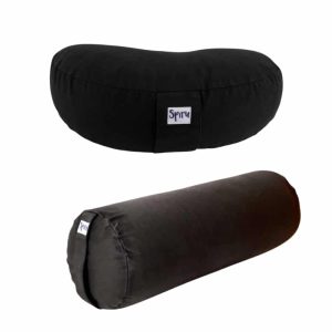 Coussin de Yoga en Demi-Lune pour la Méditation Noir